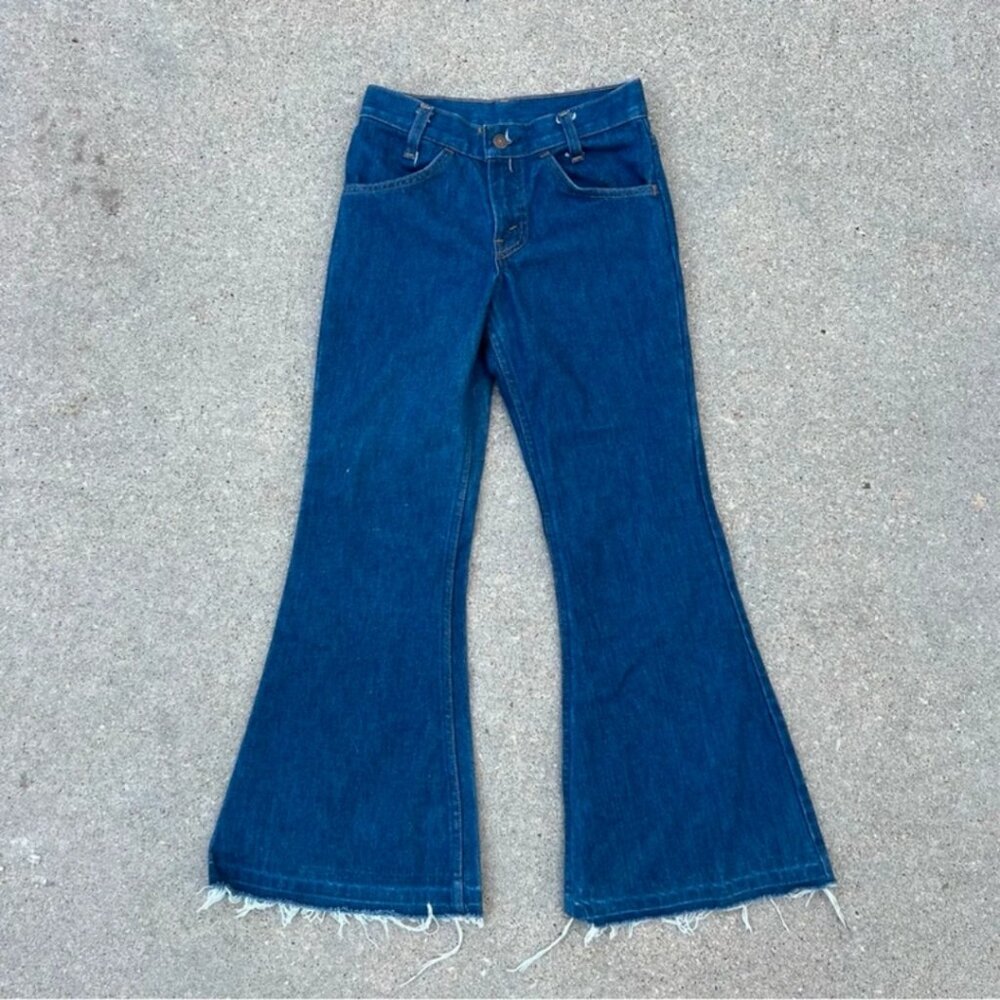 Vintage 1977 Levi’s 784-0917 Student Big Bell Flare Orange Tab Jeans 25x27